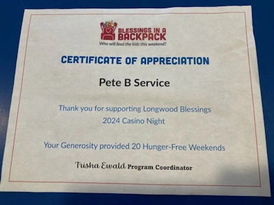 Blessings in a backpack certificate