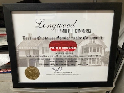 Chamber of Commerce customer service award