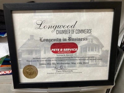 Chamber of Commerce Longevity award